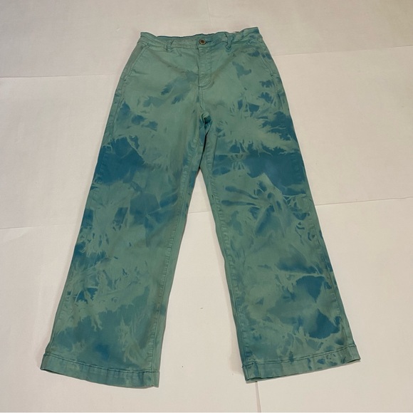 cosmic blue love Pants - Cosmic Blue Love Green Tie-Dye Wide-Leg Pants